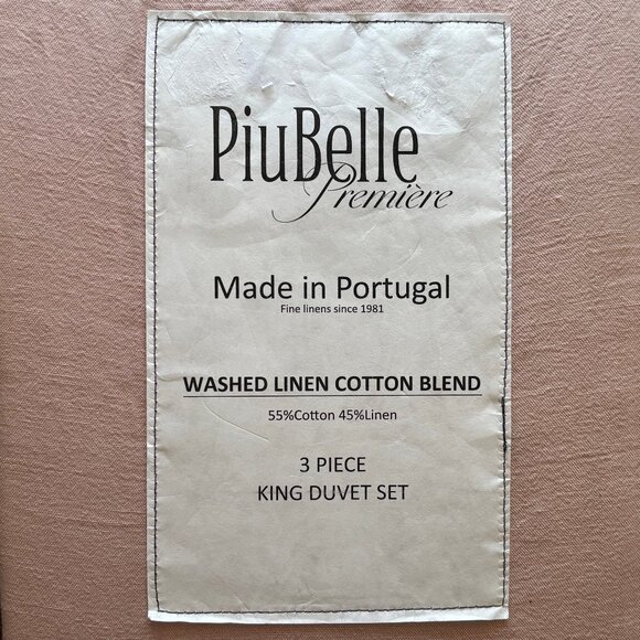 3-pc PiuBelle Washed Linen / Cotton Blend KING Size Duvet Cover Set (DUSTY ROSE) - Picture 2 of 3